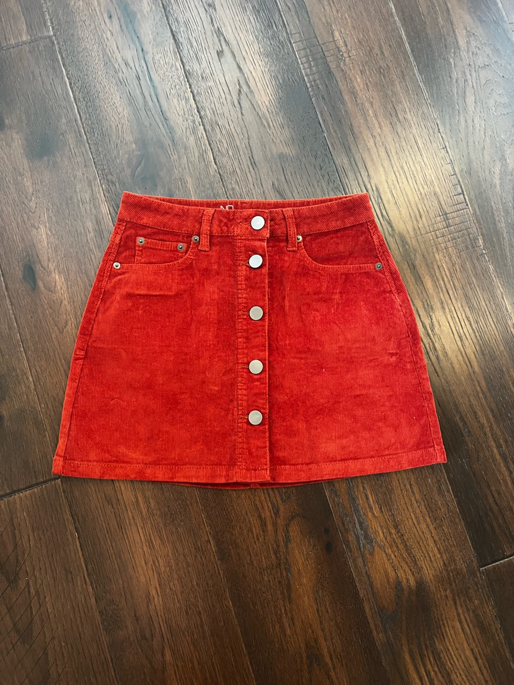 Corduroy Button-Front Mini Skirt